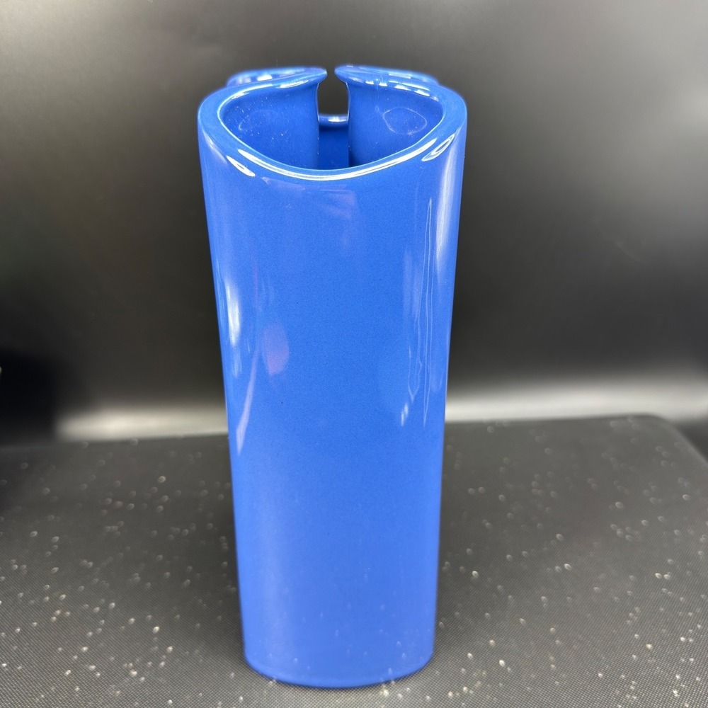 Dansk International Design Portugal Blue Ceramic Wavy Sculptural Vase MCM 9inch - Picture 10 of 14